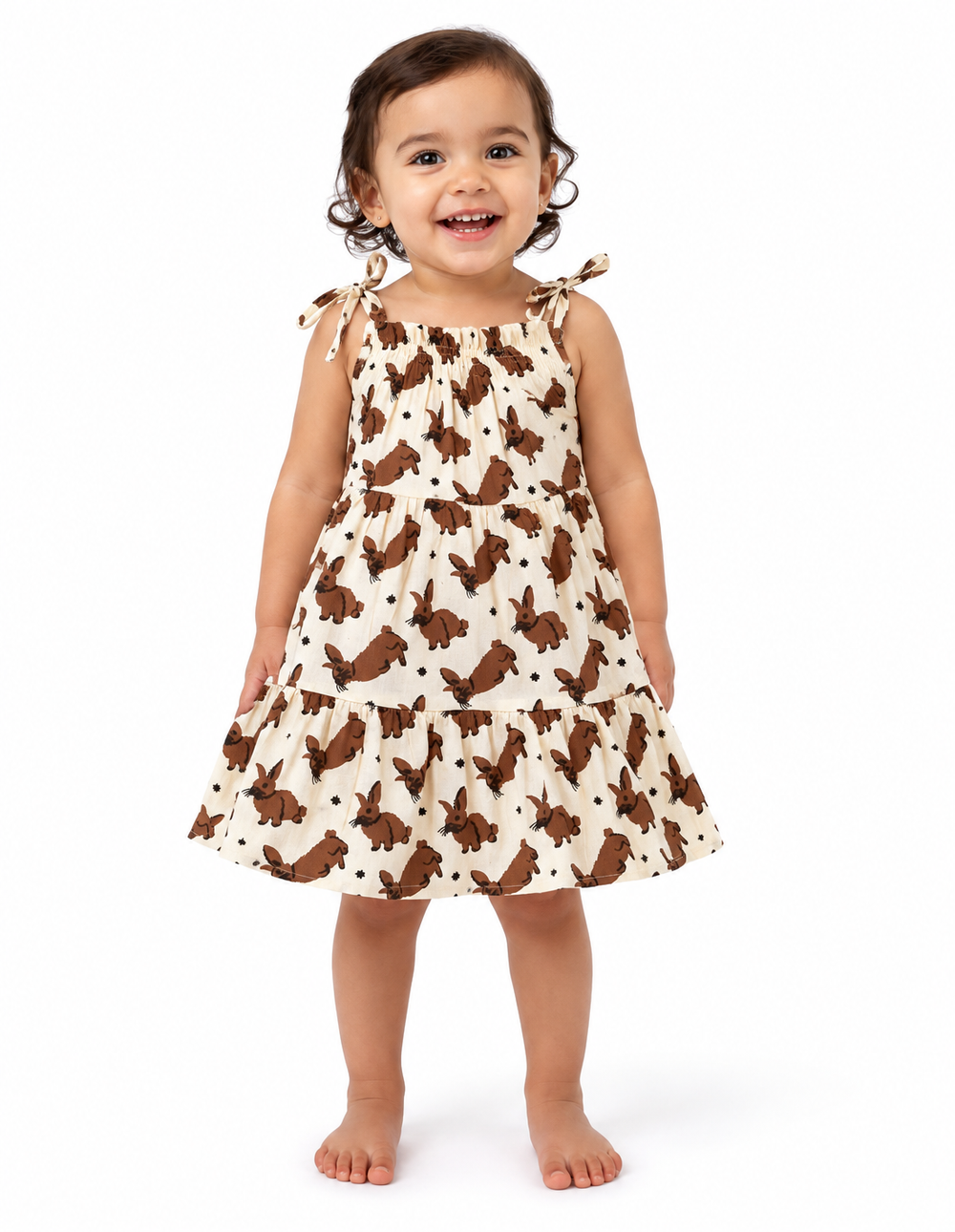Tiered Cotton Frock — Woodland Bunny