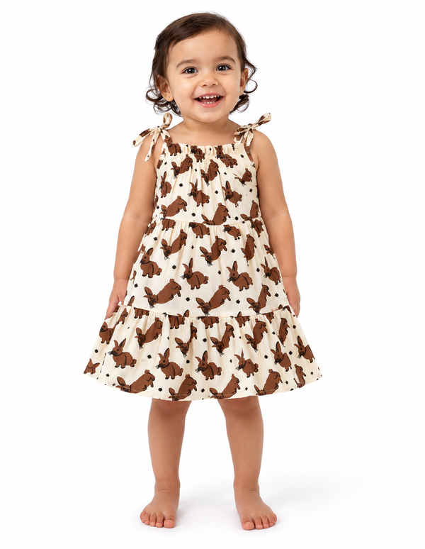 Tiered Cotton Frock — Woodland Bunny