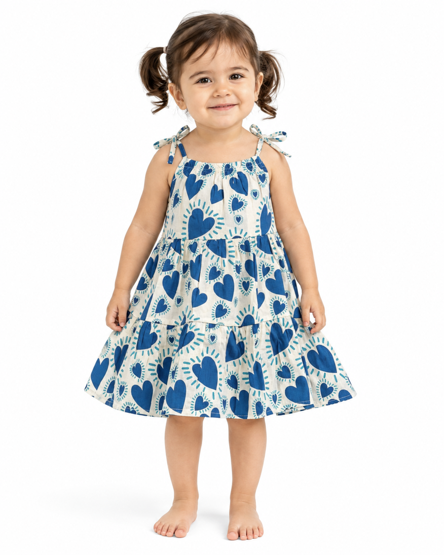 Tiered Cotton Frock — Blue Heart