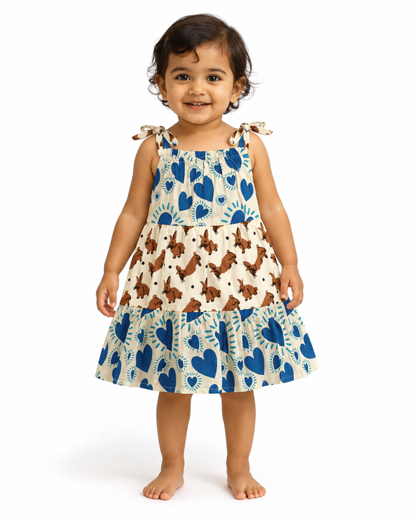 Tiered Cotton Frock — Heart & Bunny
