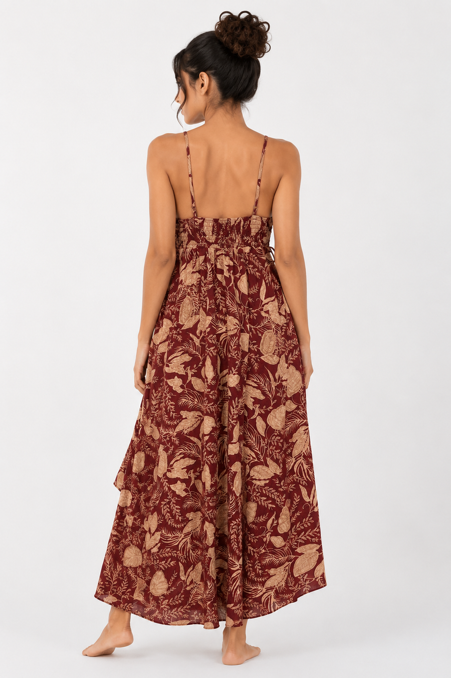 Kabira Rust Bloom Wrap Maxi Dress