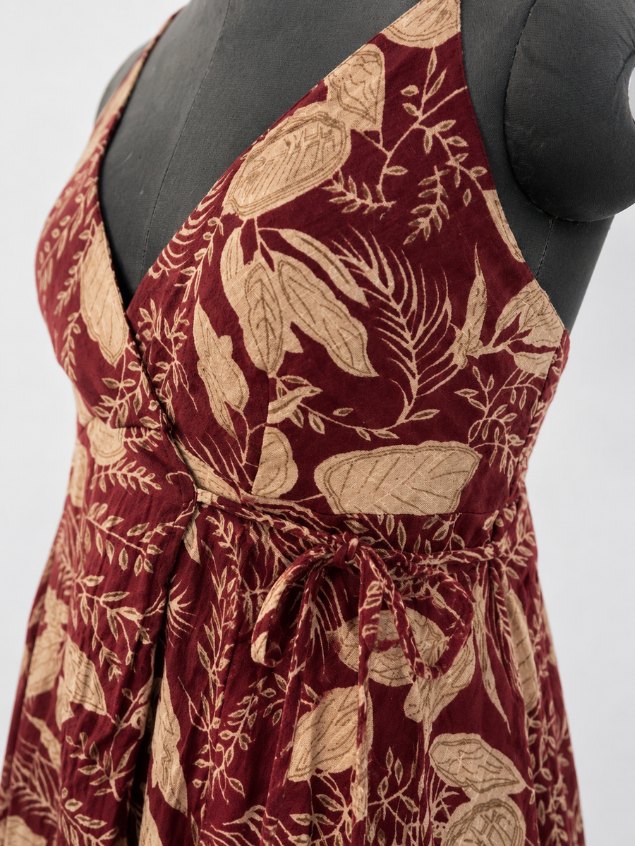 Kabira Rust Bloom Wrap Maxi Dress