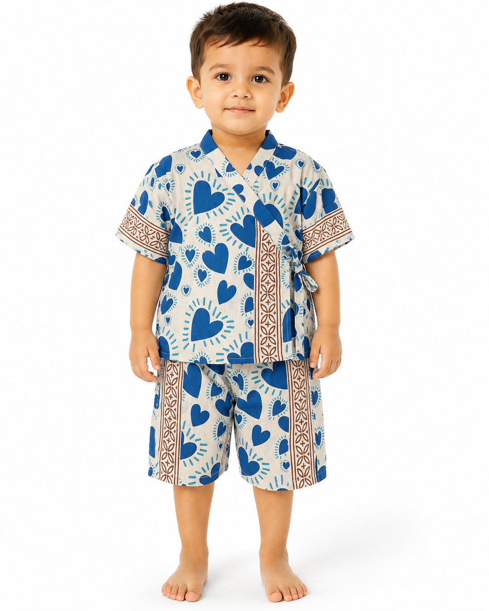 Cotton Kimono Set — Blue Heart