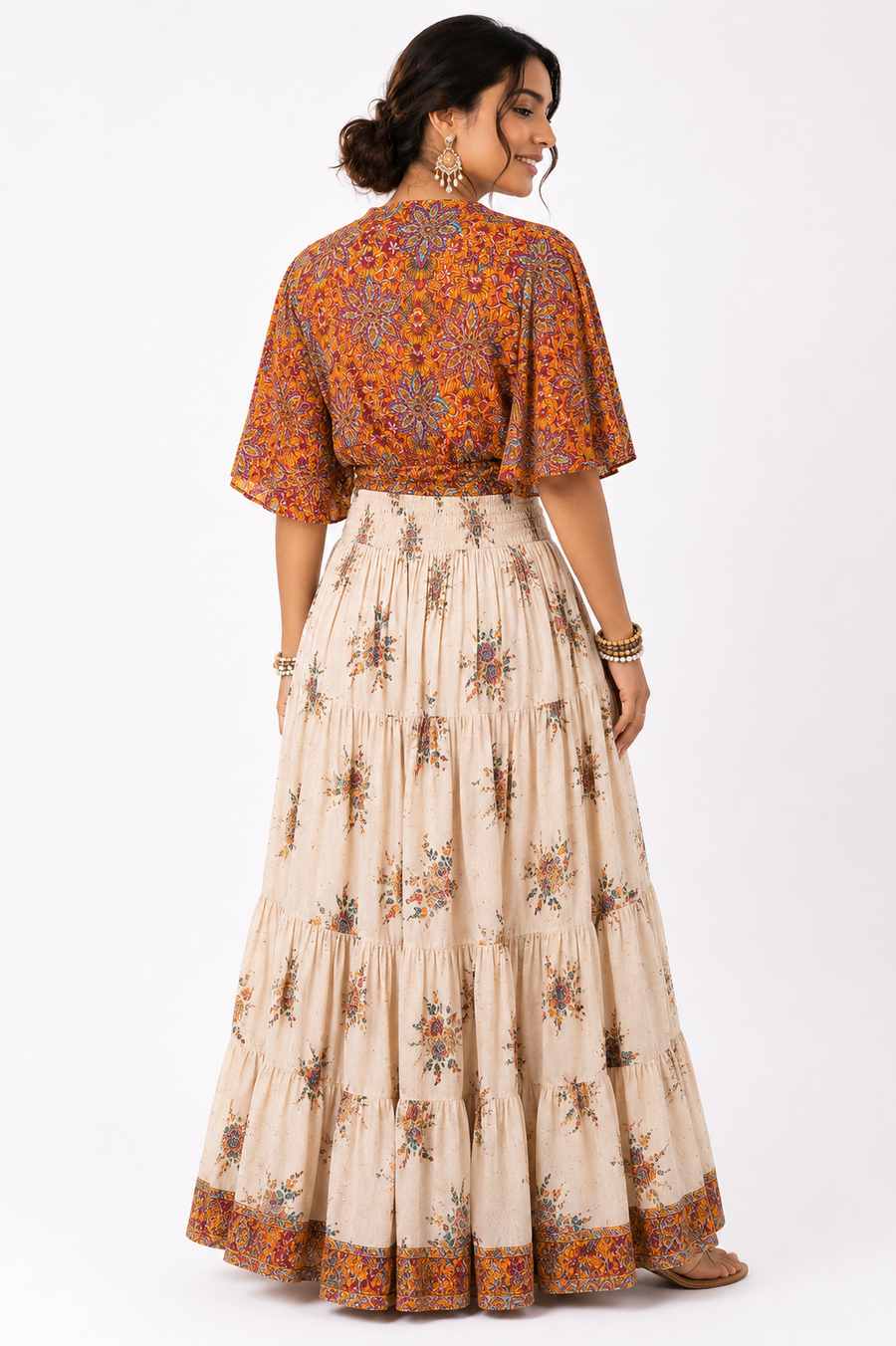 Boho Floral Tie-Front Top