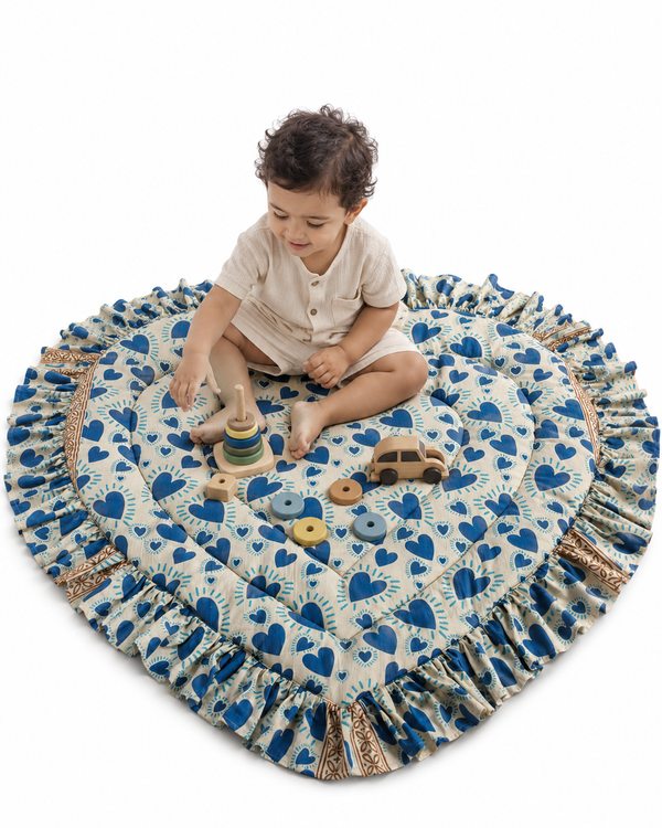Heart Quilted Baby Mat — Indigo Hearts