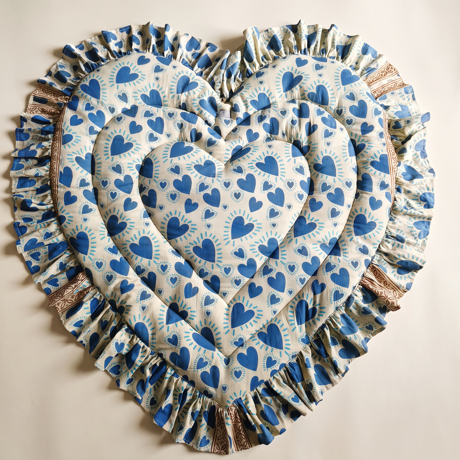 Little Heart™ Heart Quilted Baby Mat — Indigo Hearts