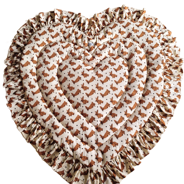 Little Bunny Heart Quilted Baby Mat, woodland bunny print, studio shot